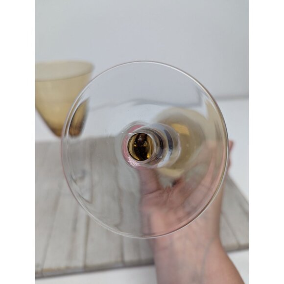Southern Living Arlington Amber Handblown Crystal Wine Glasses Goblets Set of 2 - Picture 9 of 11